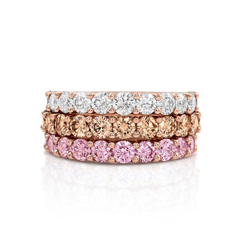 simple stack with white diamond and champagne diamond sisters <span class='visuallyhidden'>Call, text 323-404-2959 for shopping help.</span>